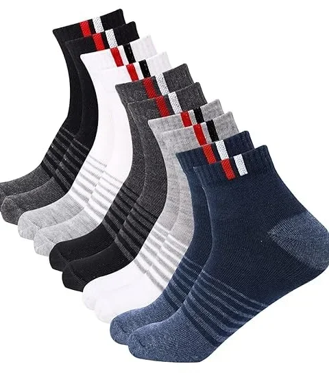 Sjeware 5 Pairs Stripped Ankle Length Socks for Men & Women, Multicolor, Pack of 5, Free Size