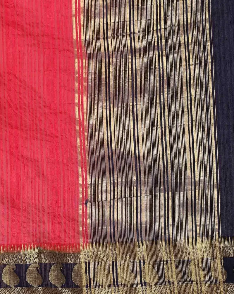 Art Silk Saree with Zari Border - Image 2