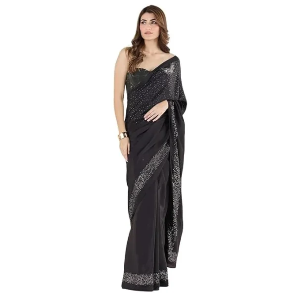 Black liva crepe foil saree