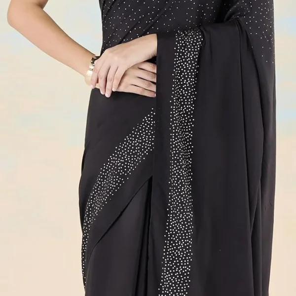 Black liva crepe foil saree - Image 3