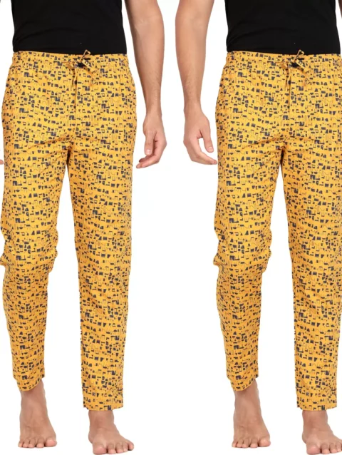Pack of 2 All Over Print Gold Cotton Pyjama for Men Men Pyjama