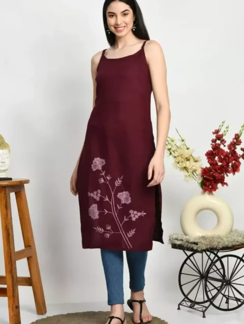 Ceren Pashmina Work Sleeveless Kurti