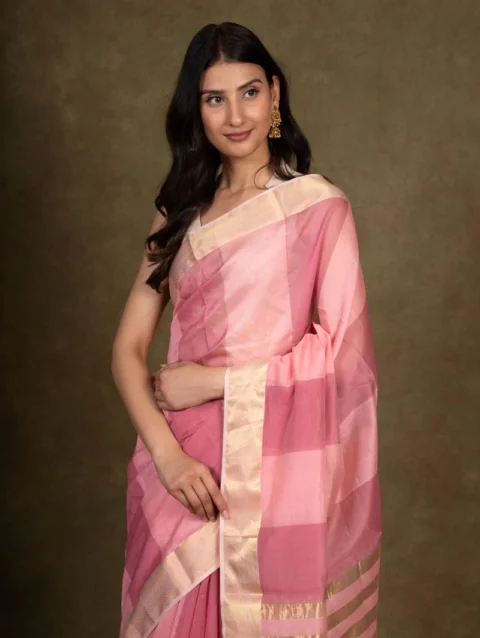Petal Zari Border Maheshwari Silk Saree