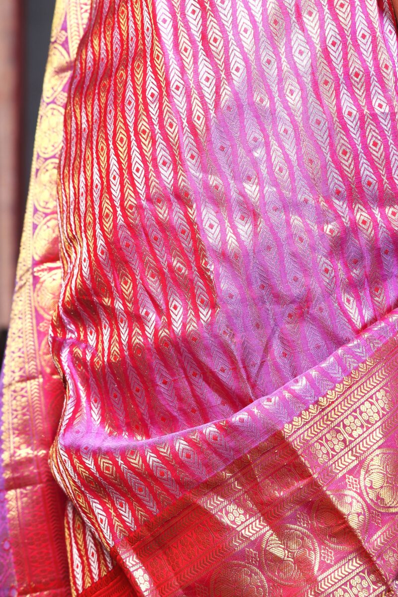 Lavender Blush Kanjivaram Zari Silk Saree - Image 4